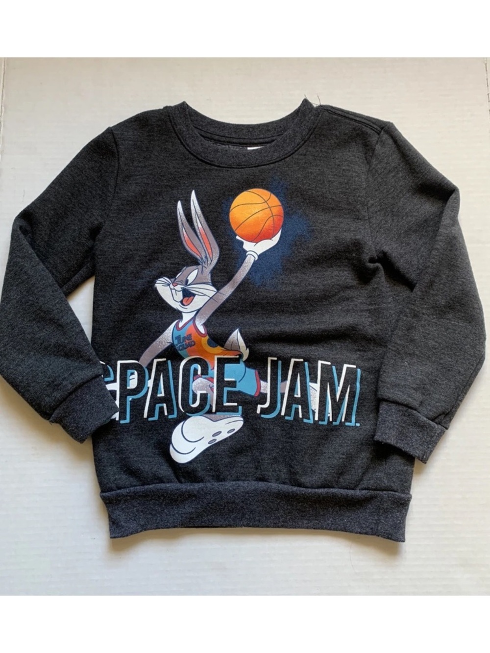 Space Jam Boys Sz 6 Gray Graphic Print Sweater